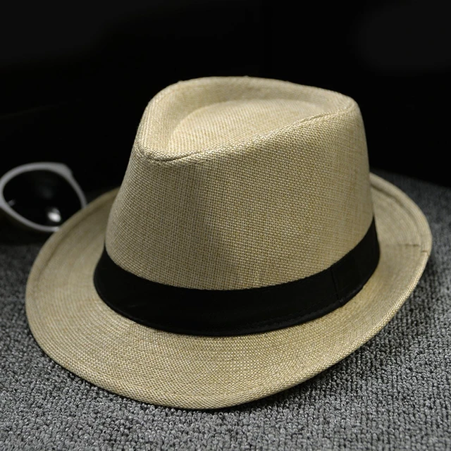 Sombrero de paja de playa para niños, gorro de Jazz, panamá, Trilby,  Fedora, gángster, transpirable, para exteriores, 2023 - AliExpress