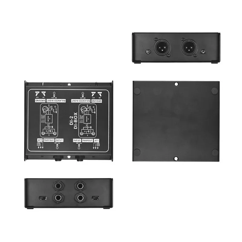 Passive Audio DI Box Direct Injection Low Noise Guitar Bass TRS 2 Channel Converter Multi-purpose Mixer Home Theater