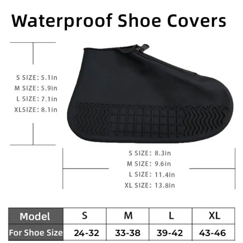 Shoe Covers Outdoor Waterproof Zipper Silicone Portable Easy on/Off Adult Children Non-Slip