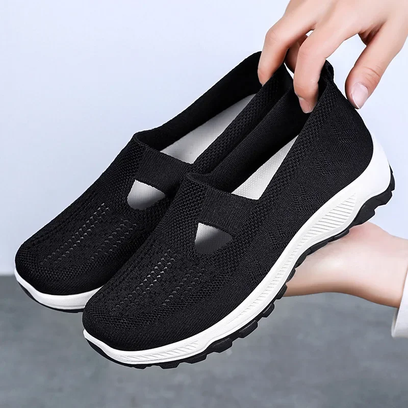 2025 popular upgraded version of Spring and Autumn women's shoes, knitted breathable upper, simple flat shoes work women's shoes 3