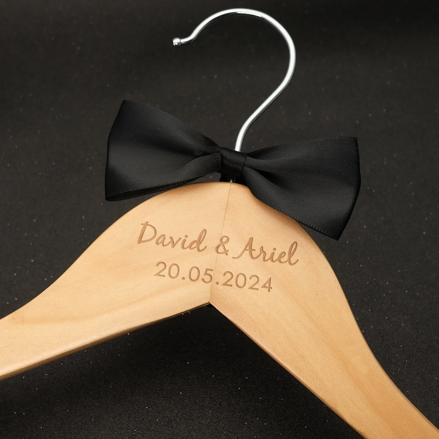 Wedding Hanger Personalised Wedding Dress Hanger Bridal Engraved Names and Date Wood Bridal Shower Gifts