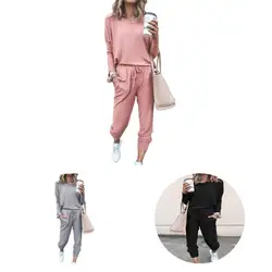 Moda senhora terno pulôver todos os jogos resistente ao desgaste feminino terno feminino primavera treino 2 pçs/set