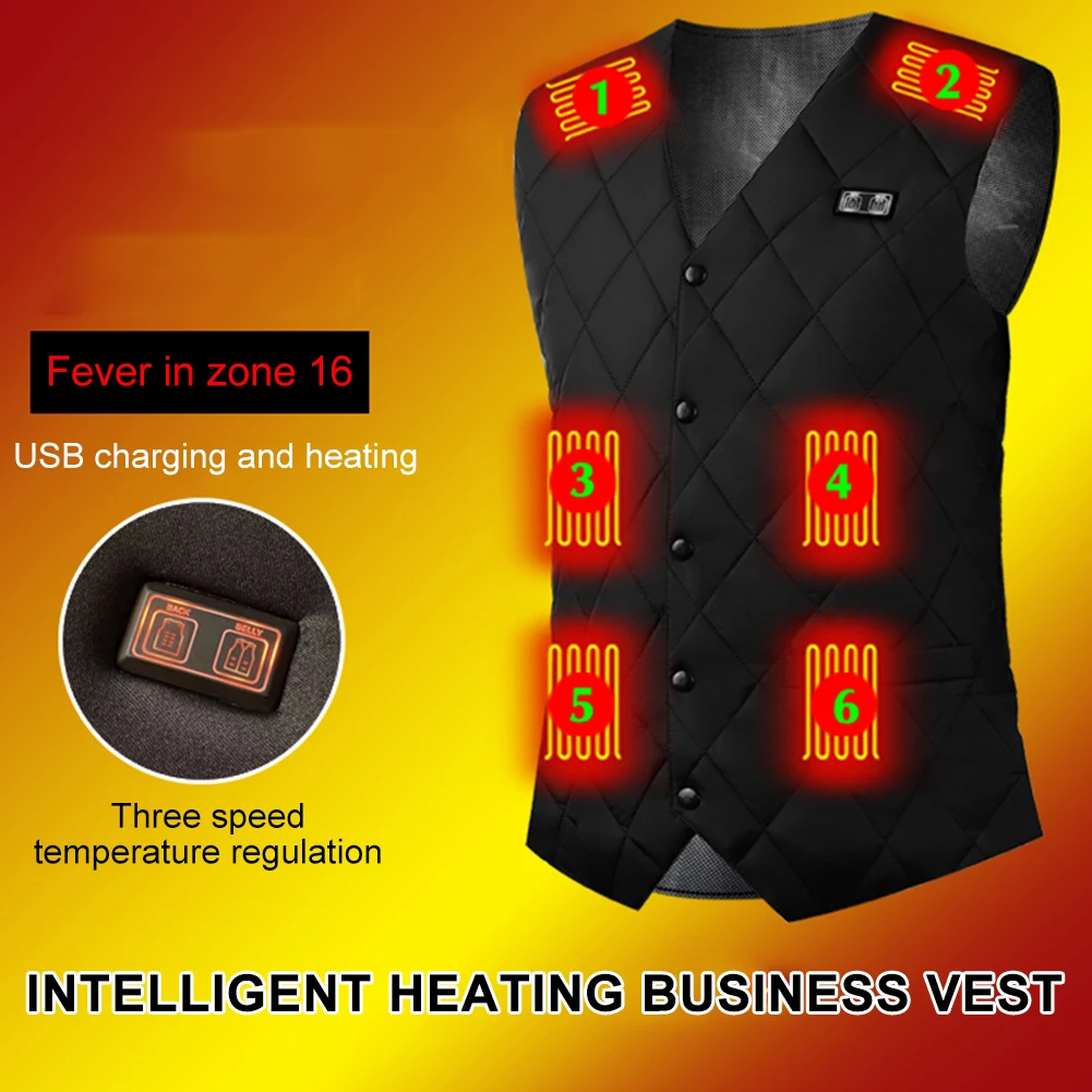 16 Places Zones Thermal Clothing USB Charging Thermal Electric Heating Clothing Women Men Thermal Heated Vest for Camping Hiking