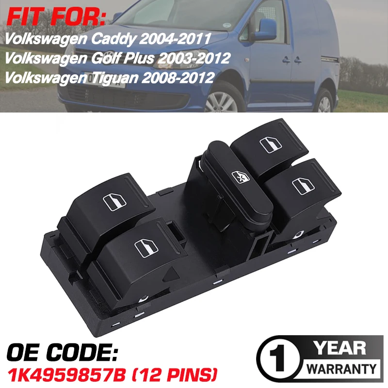 Pulsante Interruttore Alzacristallo Elettrico Principale Per Volkswagen Caddy Volkswagen Golf Plus Volkswagen Tiguan 2008-2012 5 Nd959857