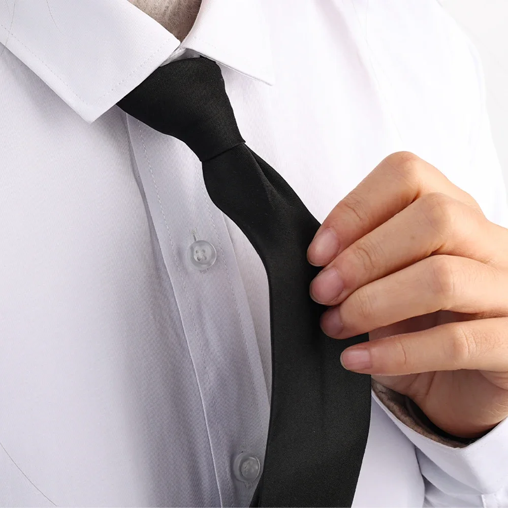 1/2/3/5 Stück Unisex Schwarz Einfache Clip-on-Krawatte Sicherheitskrawatte Uniform Hemd Anzug Krawatten Steward Matte Beerdigung Lazy Neck Ties – Detail 9