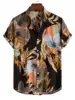 Summer Men Women Fashionable Hawaiian Lapel Shirts Botanical Floral Design Short Sleeve Button Up Shirts Seaside Tops 2