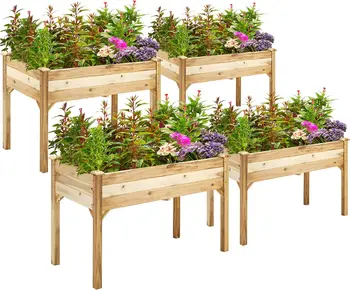 Acacia Wood Raised Garden Bed with Legs (48"x24"x30") 1