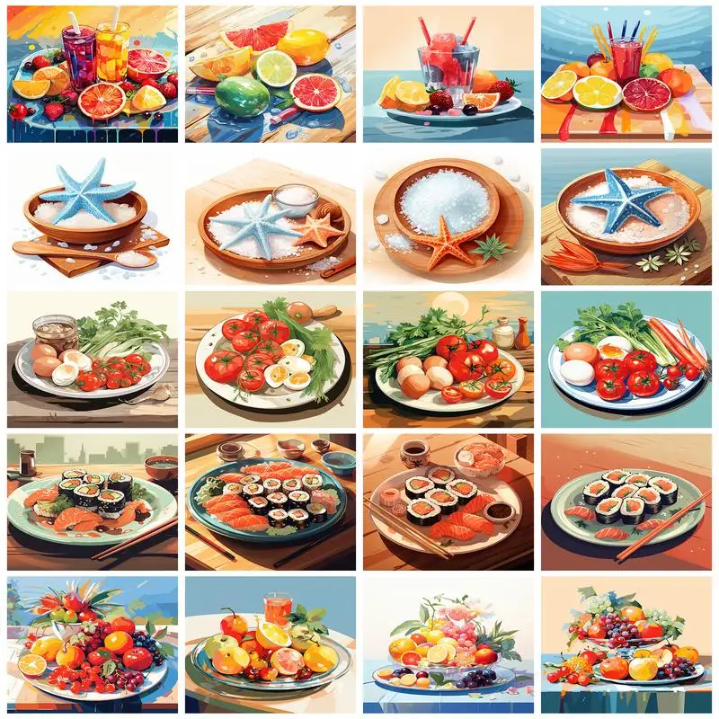 

Картина по номерам SDOYUNO, масляная кухня, еда, ручная работа, холст, живопись, украшение отеля, смешные предметы домашнего декора