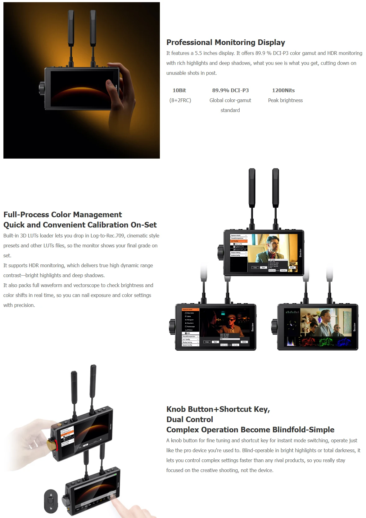 Desview Thundermon Wireless Video Transmission System 1080p 60fps 3D LUT 5.5inch