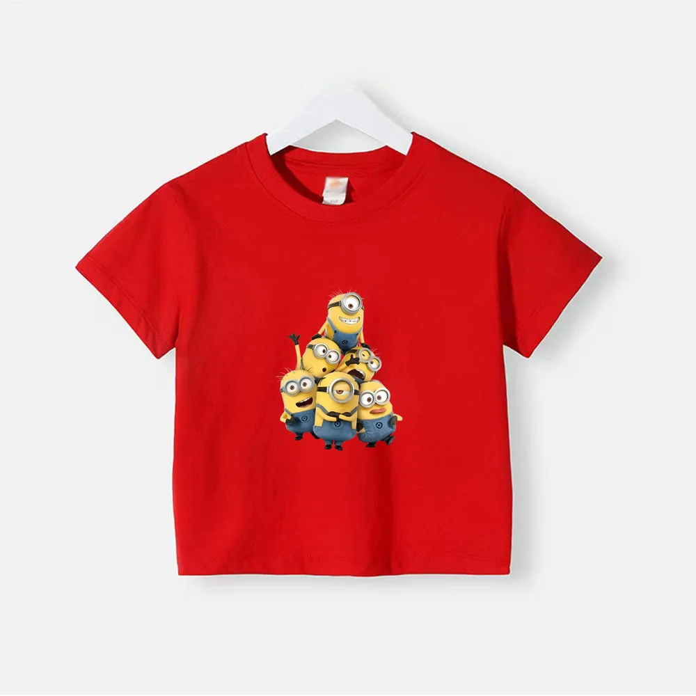 thumbnail image 1 of Camiseta de verano 100 % algodón para adolescentes, camisetas para niños con estampado sencillo de Minions de dibujos animados, camisetas de cuello redondo para bebés, ropa de manga corta para niños y, 1 of 5