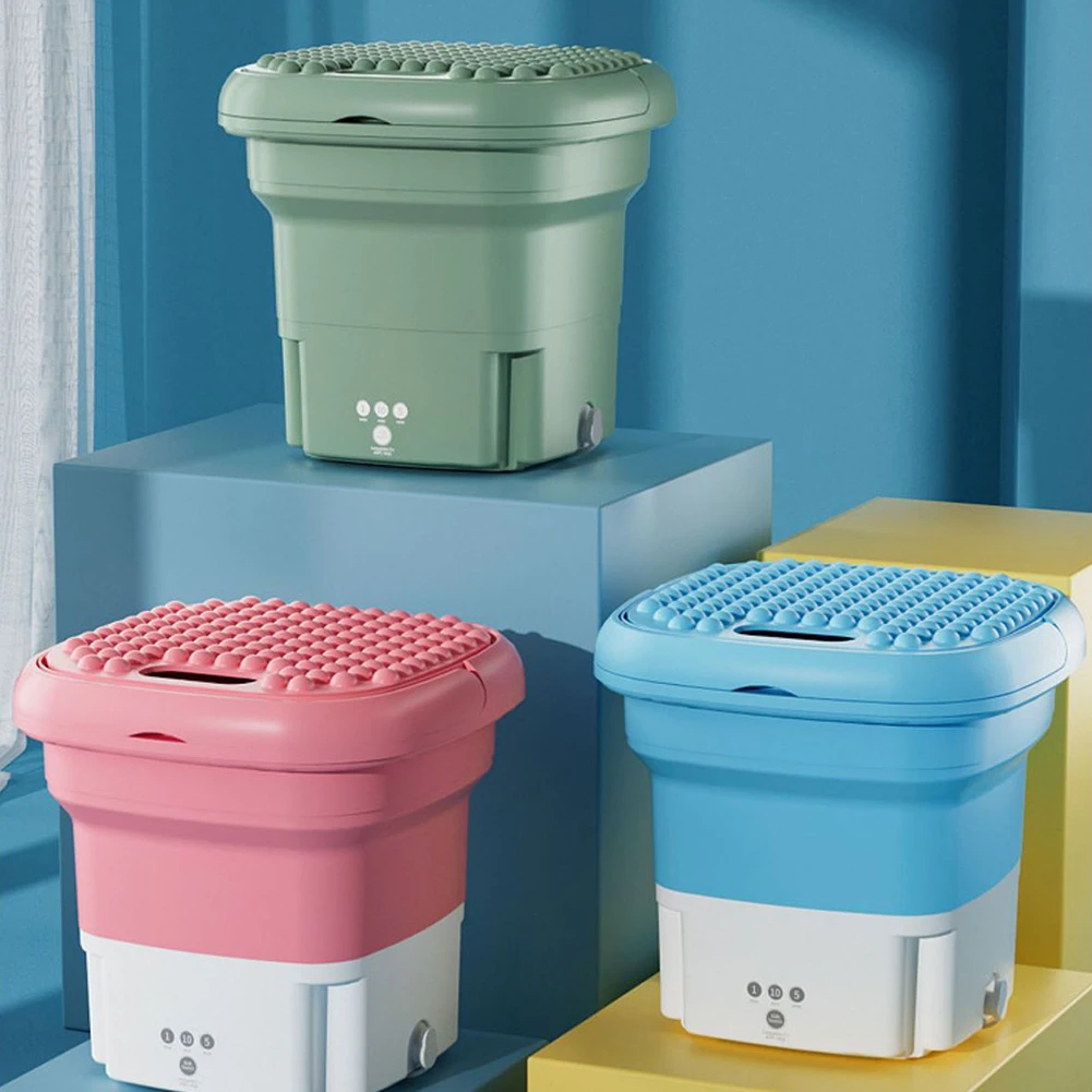 Portable Mini Washing Machine Foldable Underwear Socks Baby Clothes Washer with Dryer Bucket Travel Appliance Cleaning Tool 5