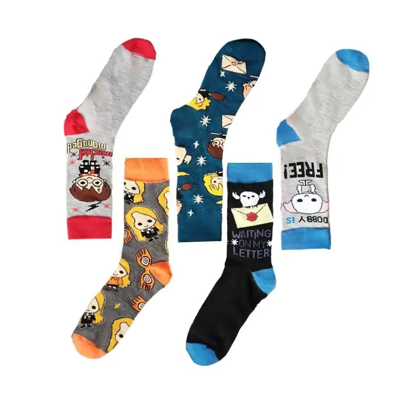 Men's and Women's Cotton Four Seasons Cartoon Socks Harryy Potter Cosplay Stockings Hermione Luna Dobby Socks Gifts