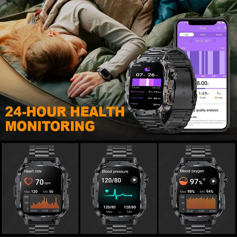 LIGE Smart Watch 1.95" Display Waterproof Bluetooth Call Sport Fitness Smartwatch Blood Pressure Sleep Monitor For Android IOS