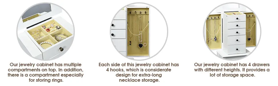 Large Capacity with 4 Drawers and 2 Side Swing Doors