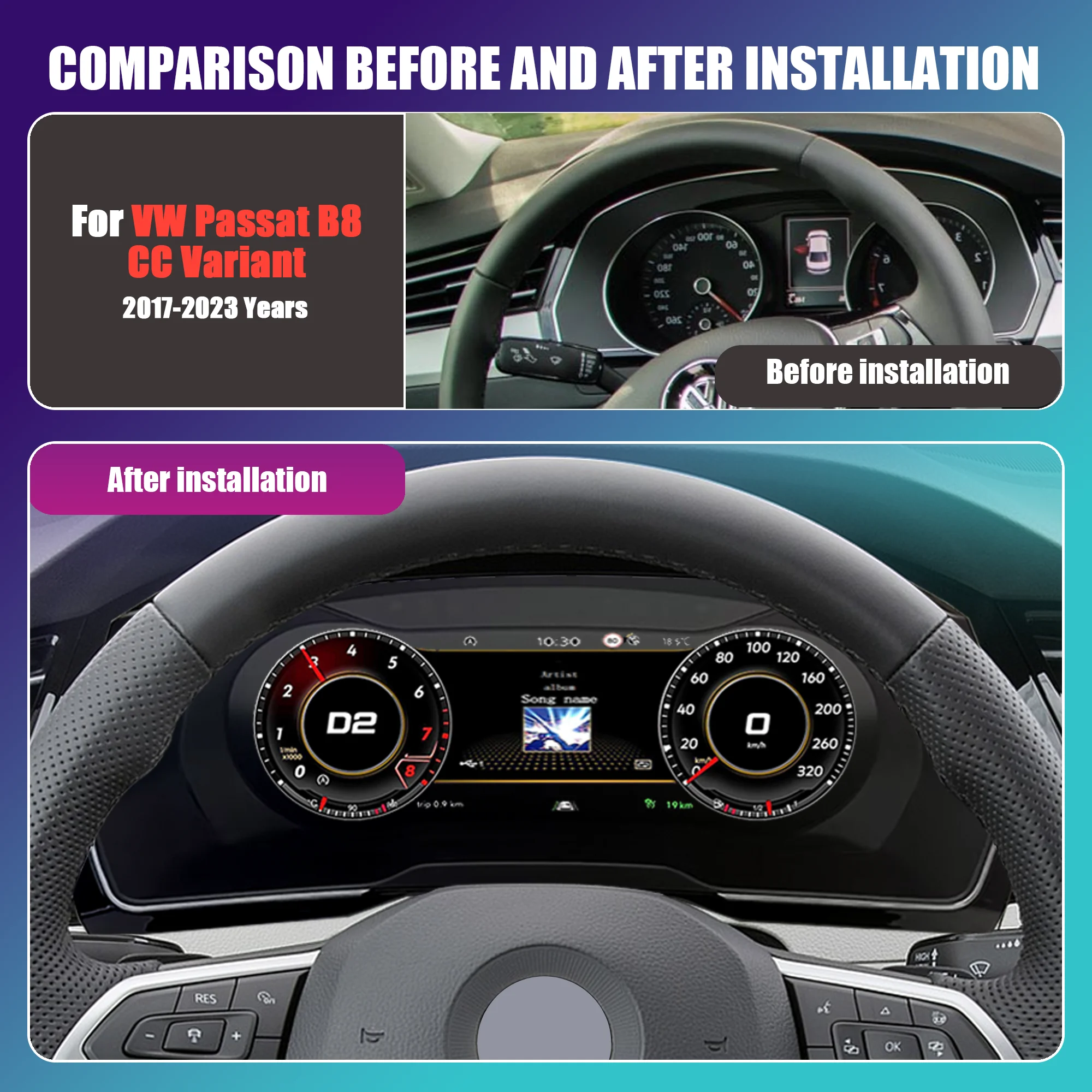 Panel de Instrumentos Digital LCD Linux de 12.3 Pulgadas para VW Passat B8 CC Variant 2017-2023, Carplay Inalámbrico, Android Auto, Cabina Virtual 8