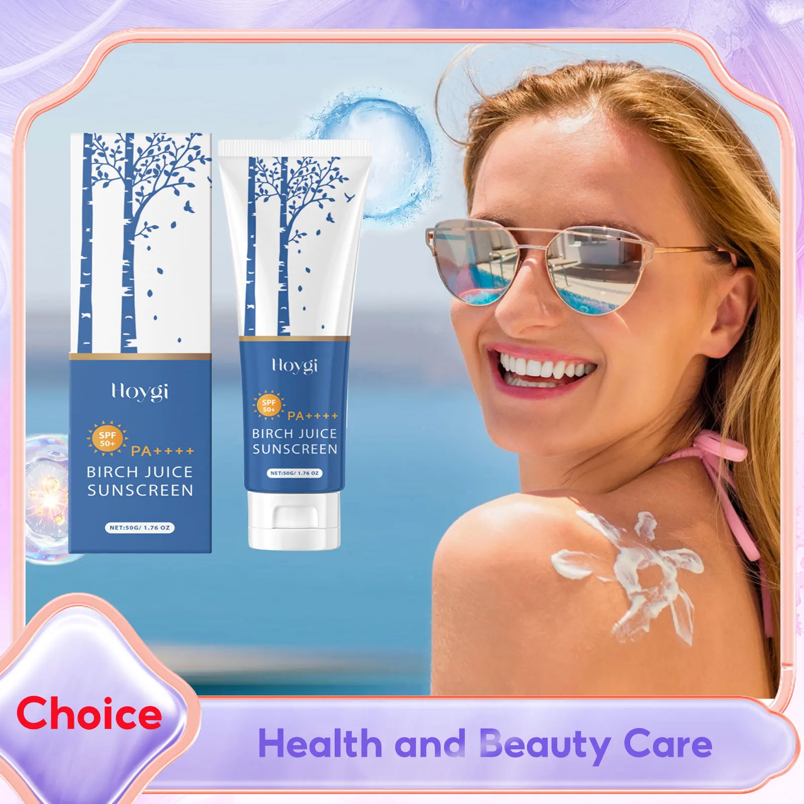 Birch Juice Sunscreen SPF50+ PA+++ Body Whitening Sun Cream UV Protection Refreshing Oil-Control Anti-Sun Moisturizing Sunblock
