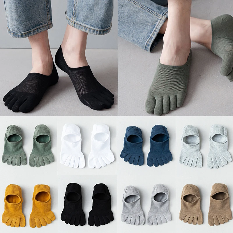 남성용 통기성 발목 양말, 다섯 손가락 양말, 얇은 코튼 양말, 땀 흡수, 냄새 방지, 짧은 발가락 양말, 여름