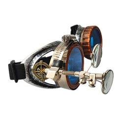 Vintage Steampunk Retro Goggles - Unisex Gift Idea (Ancient silver blue )