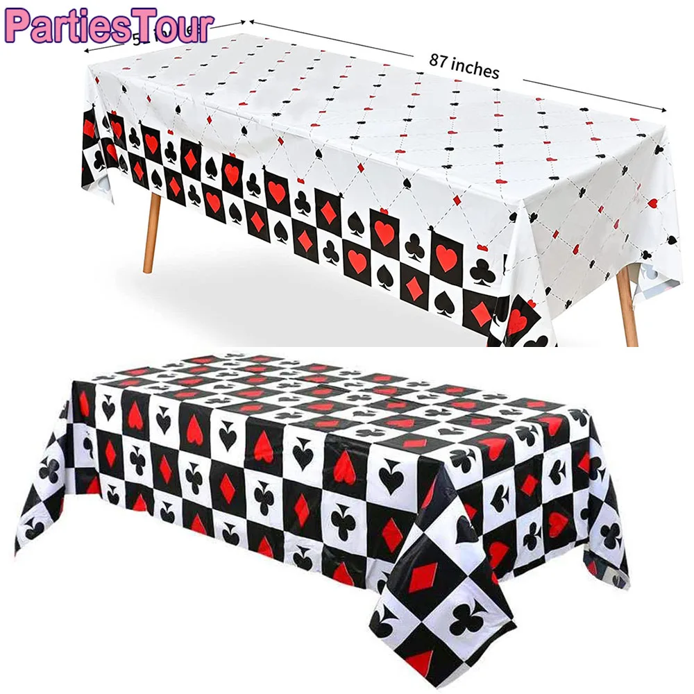 1 Pz 108X54 Pollici Plastica Casino Party Table Cover Poker Party Tovaglie Per Las Vegas Tema Casinò Decorazioni Per Feste Di Compleanno