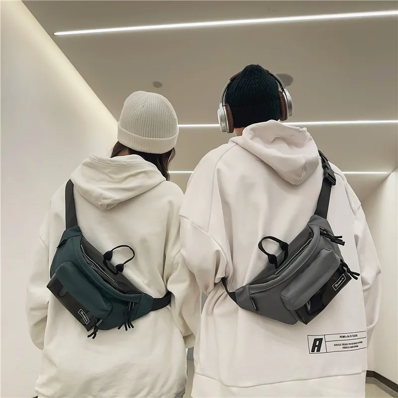 PVC Patchwork Hip Hop Techwear Chest Bag Men Women Street Casual