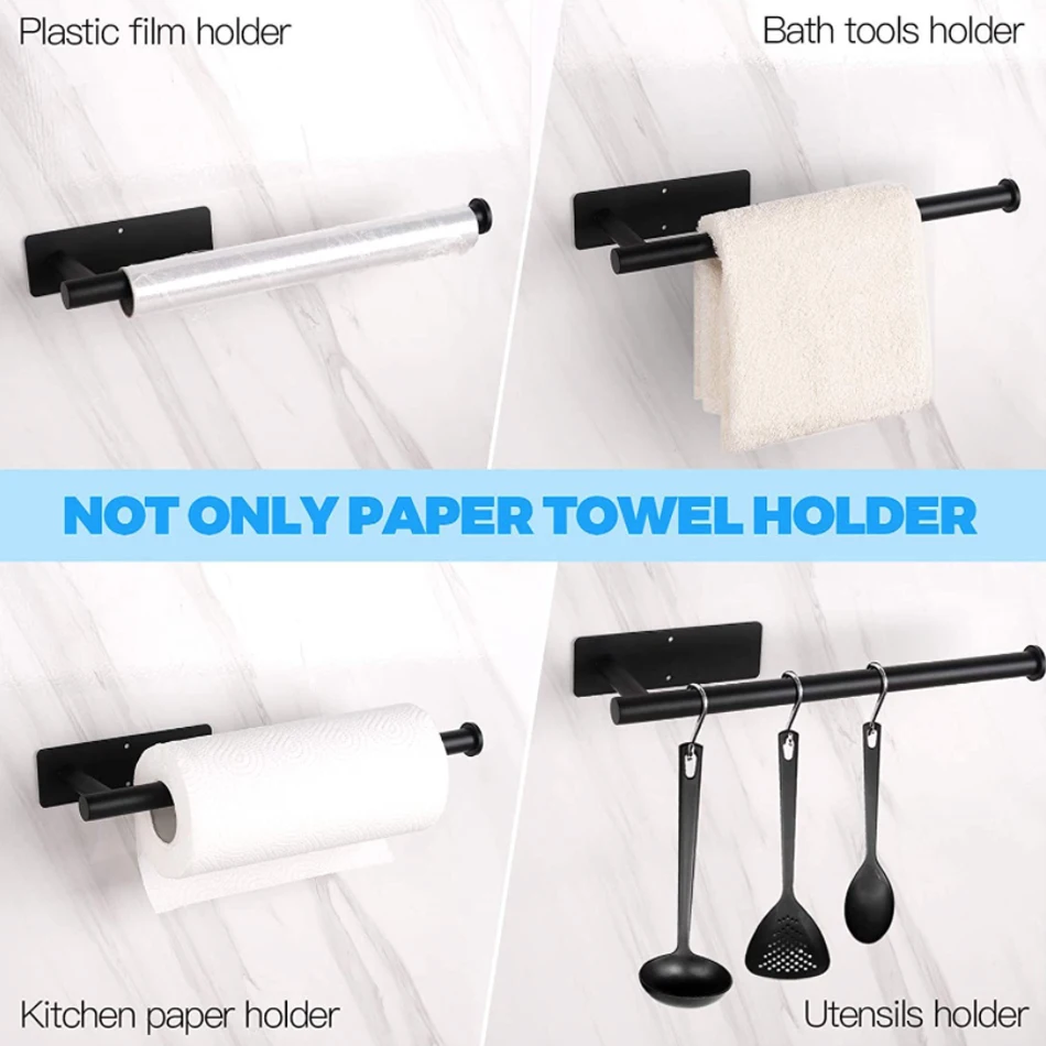 Adhesive Toilet Paper Holder 304 Stainless Steel Brushed Gold Paper Towel Roll Rack Black Bathroom Kitchen Long Tissue Hanger paper towel holder toilet paper rack toilet paper holder toilet roll holder paper towel rack tissue holder