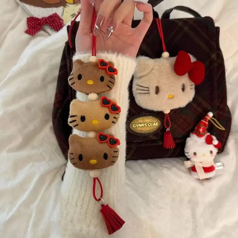 Kawaii Sanrio Hello Kitty Christmas Plush Backpack Pendant Cute Cartoon Keychain Decoration Stuffed Doll Girls Birthday Gift 3