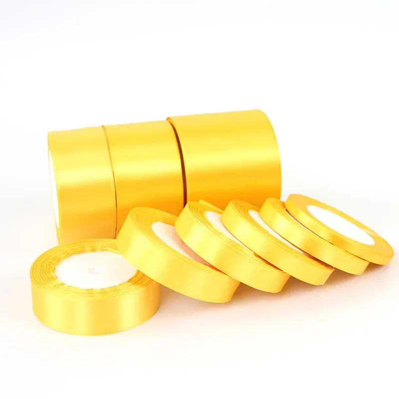 Gold 22meter 6mm-50mm Satin Ribbon Sash Gift Bow Craft Wedding Party Supplies Event Anniversary Banquet Decoration 1pc satin ribbons ribbon decoration ribbon supplies satin ribbon