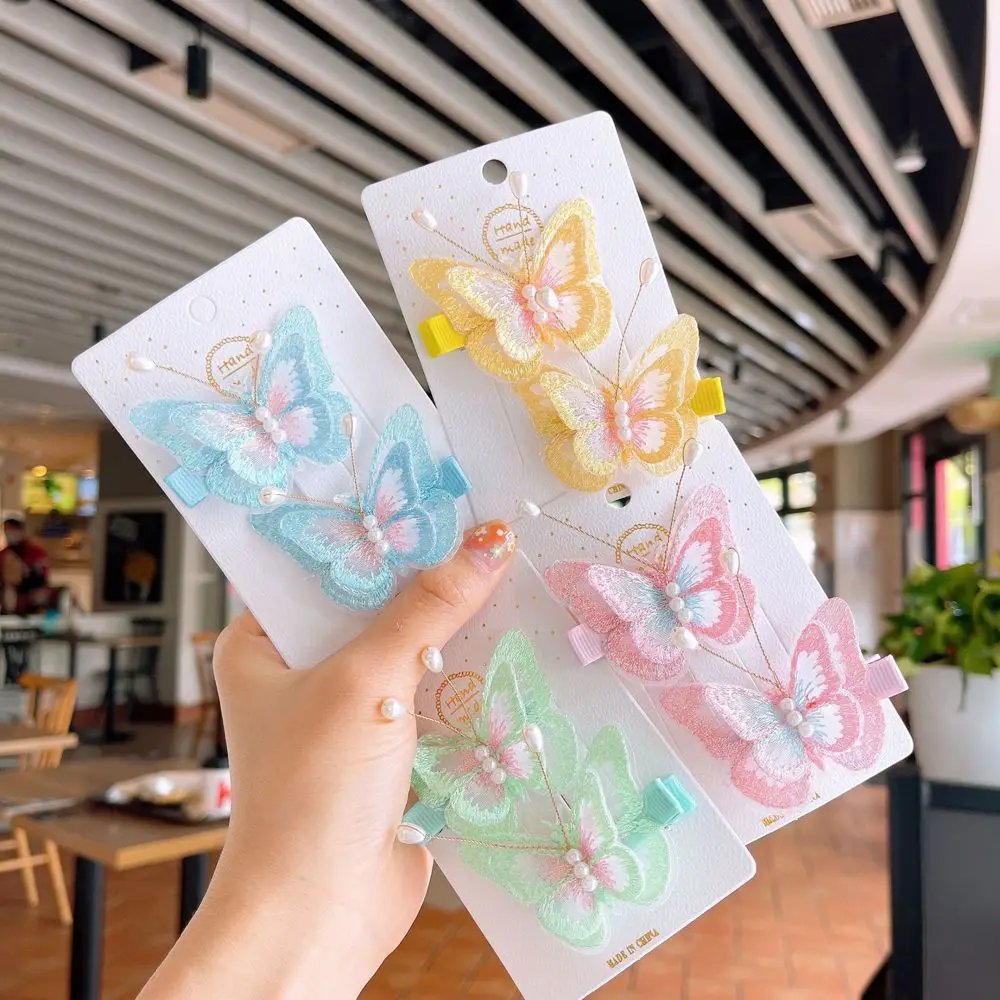 

Fairy French Lovely Kawaii Embroidery Cute Princess Butterfly Shape Children's Hairpin Headwear Korean Style Hair Clip