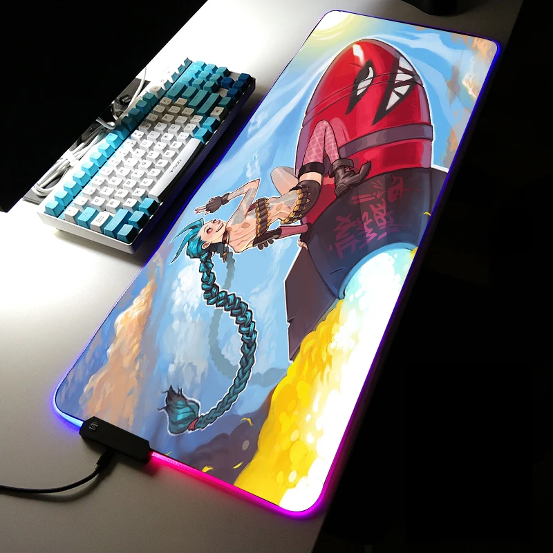 

Arcane Super Soft LED Backlit Gaming Mouse Pad PC Mousepad Gamer LOL Desk Mat League of Legends Jinx Jayce Vi Custom RGB Carpet.