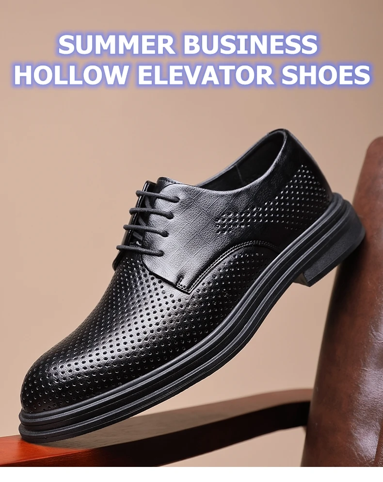 Sommer Aufzug Schuhe Männer Kleid Schuhe 3/6/8 Cm Männer Formale Schuhe Hohl Klassische Business Luxus Männer Oxfords Schuhe Anzug Schuhe – Detail 3