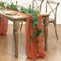 Table Runner Rustic Cotton Gauze Cloth Dining Burlap Retro Burr Texture Vintage for Wedding Party Linen Christmas Decorations 2