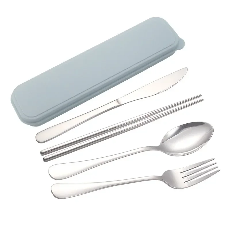 Portable Stainless Steel Cutlery Suit with Storage Box Chopstick Fork Spoon Knife Travel Tableware Set Camping Cutlery cutlery set western style cutlery set picnic cutlery set stainless steel cutlery set picnic tableware camping cutlery set