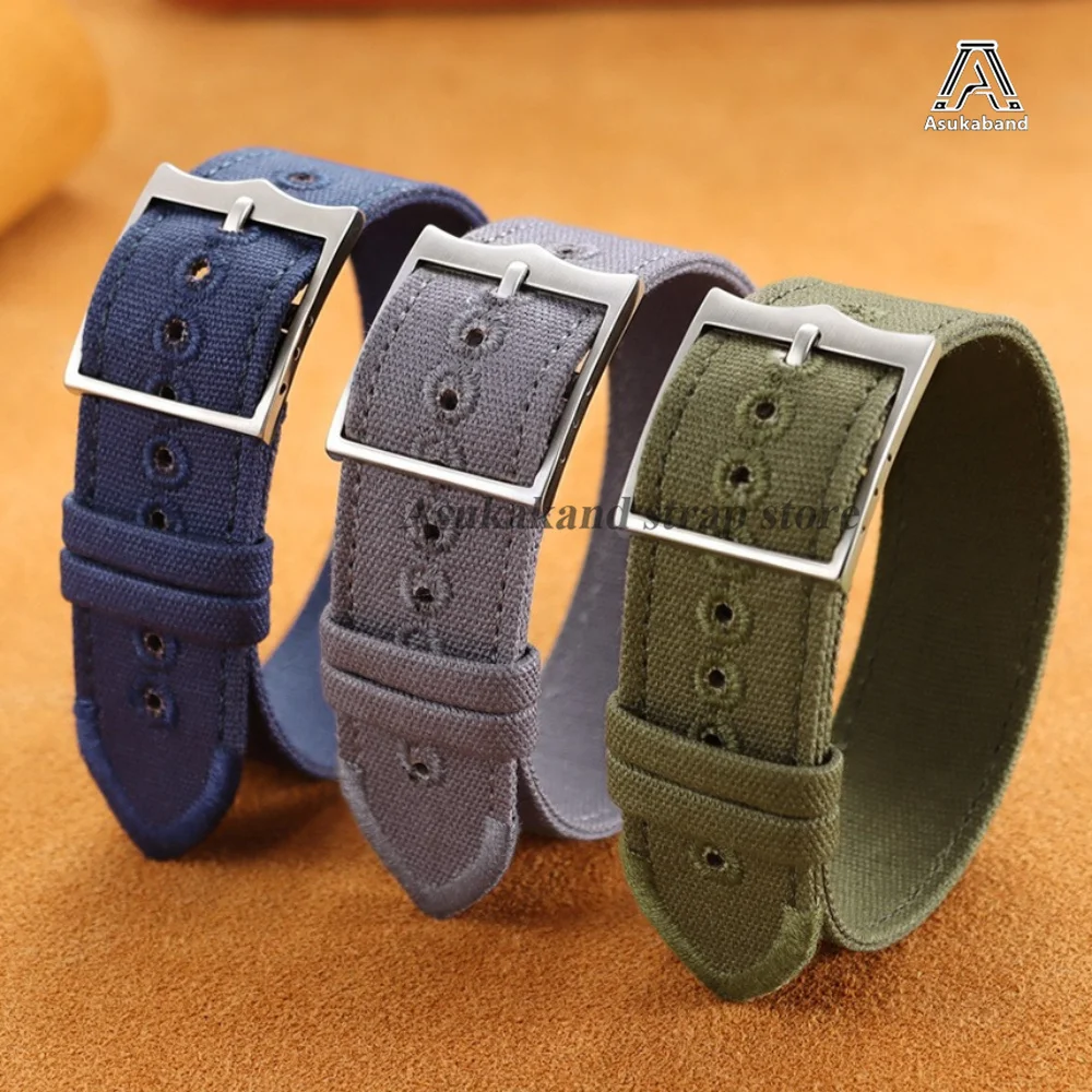 Premium Nylon Canvas Watch Strap - Universal Replacement Watchband Accessories, Army Style, 20mm/22mm Size