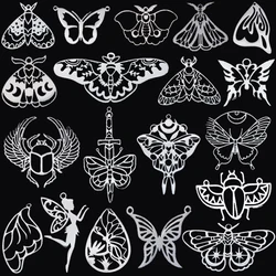 3PCS Insect Charms DIY Craft Vintage Tassels Butterfly Wings Elf Earrings Necklace Jewelry Making Stainless Steel Beetle Pendant