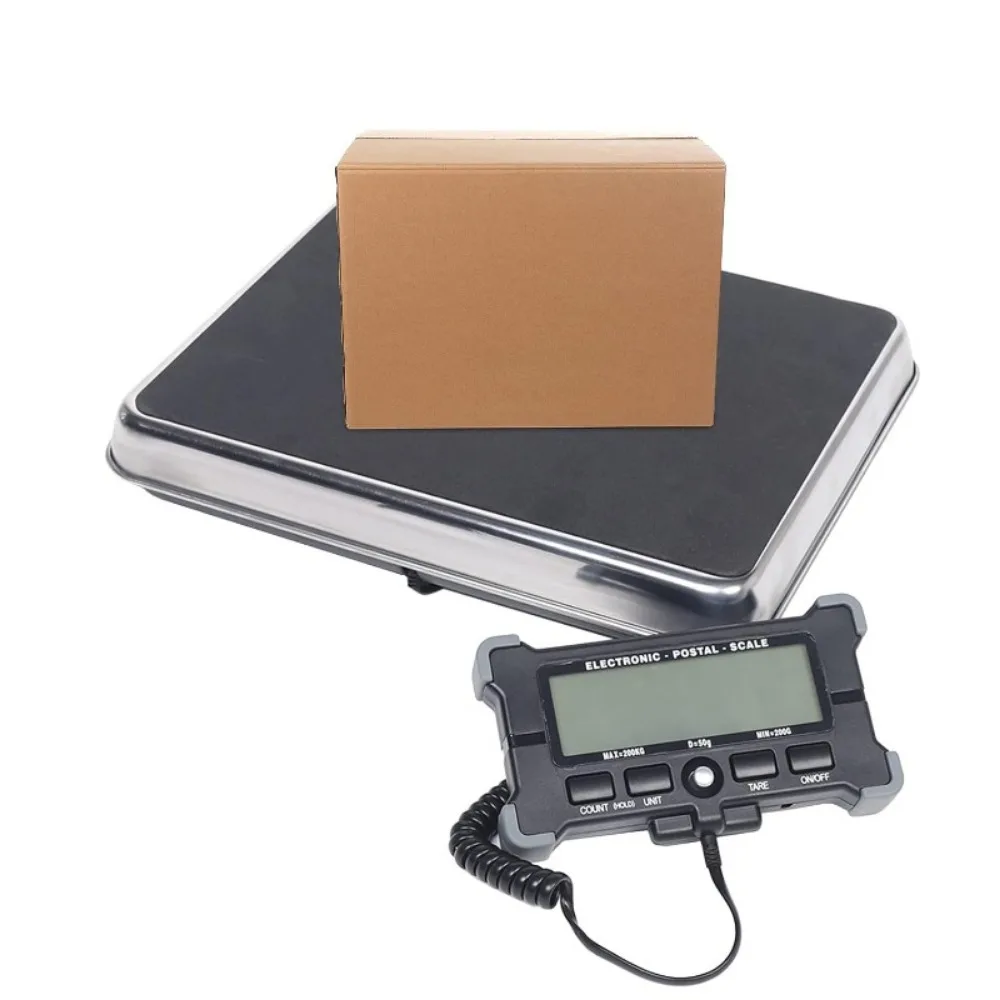 Digital postal scale in a practical workspace