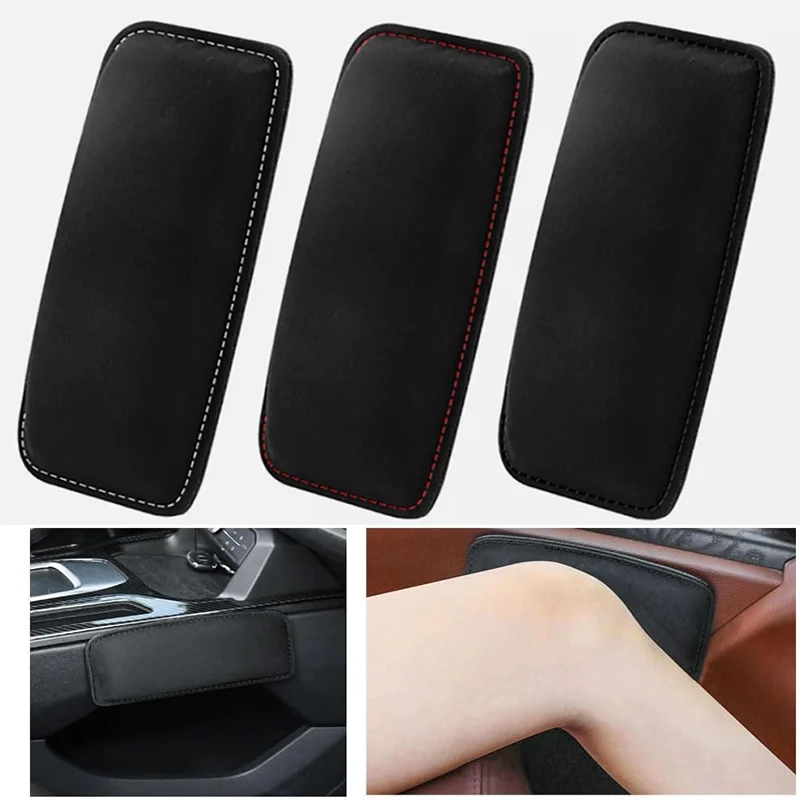 Car Suede Leather Knee Pad Inside Knee Cushion Elastic Cushion Memory Foam Thigh Support Comfortable Interior Accessories knee cushion,car cushion