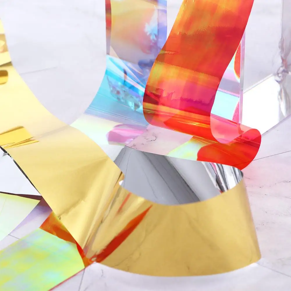Adesivi Carta Transfer Specchio Glitter Decalcomania Nail Foil Film Nails Art Decoration Aurora Broken Glass Foils Laser Cellophane