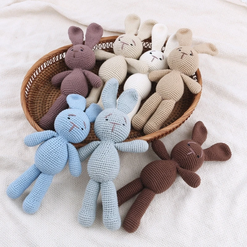 

10inch Lovely Stuffed Rabbit Toy Crocheted Gift Couch Desktop Decoration