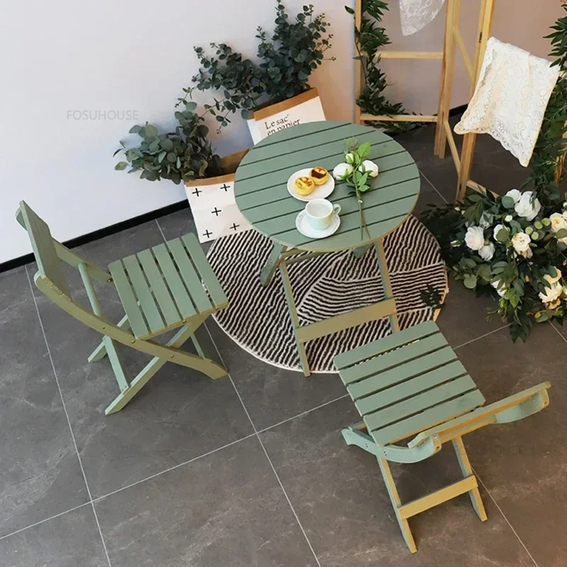 Free Installation Solid Wood Table And Chair Garden Furniture Sets Folding Dining Table And Chairs Portable Outdoor Terrace Set