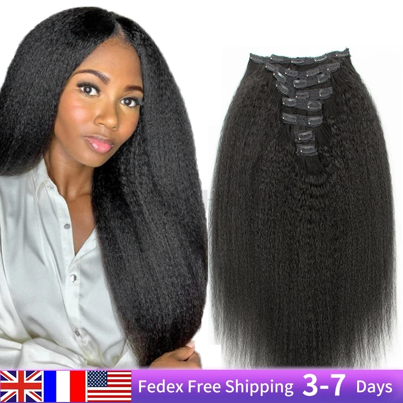 MRSHAIRKinkyStraightClipinsBrazilianClipInHairExtensionsYaki