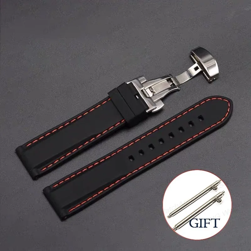 Waterproof Silicone Sport Watch Strap with Quick Release and Butterfly Buckle