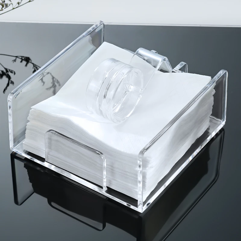 Acrylic Desktop Vertical Paper Towel Holder Restaurant Square Paper Towel Holder Household Transparent Tissue Holder 4