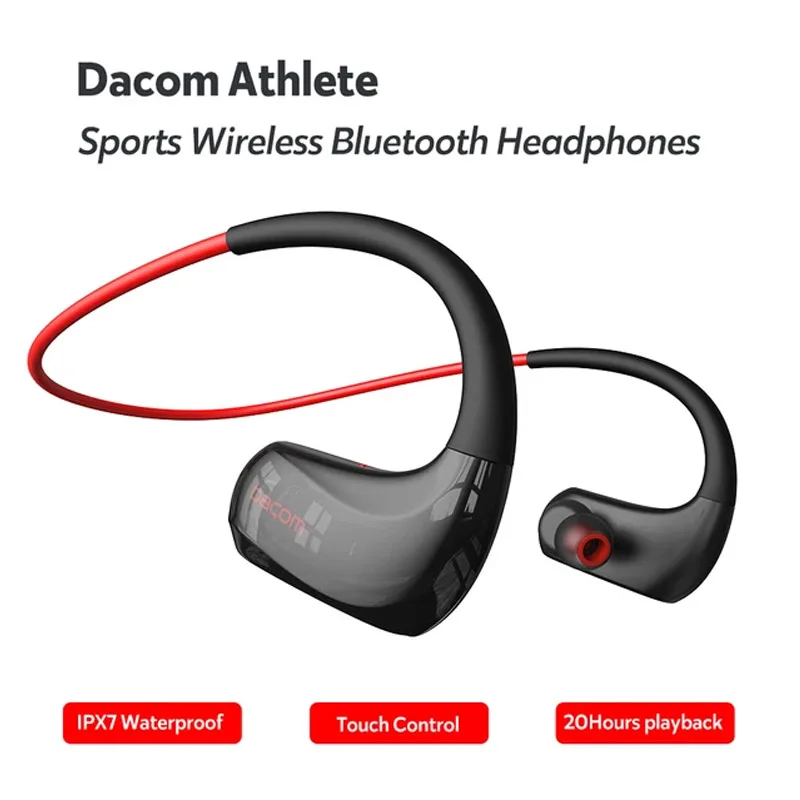 DACOM ATHLETE 5.0 Wireless Bluetooth Sports Subwoofer StereoHeadphones IPX7 Waterproof Hanging ear Running Headphones 20H