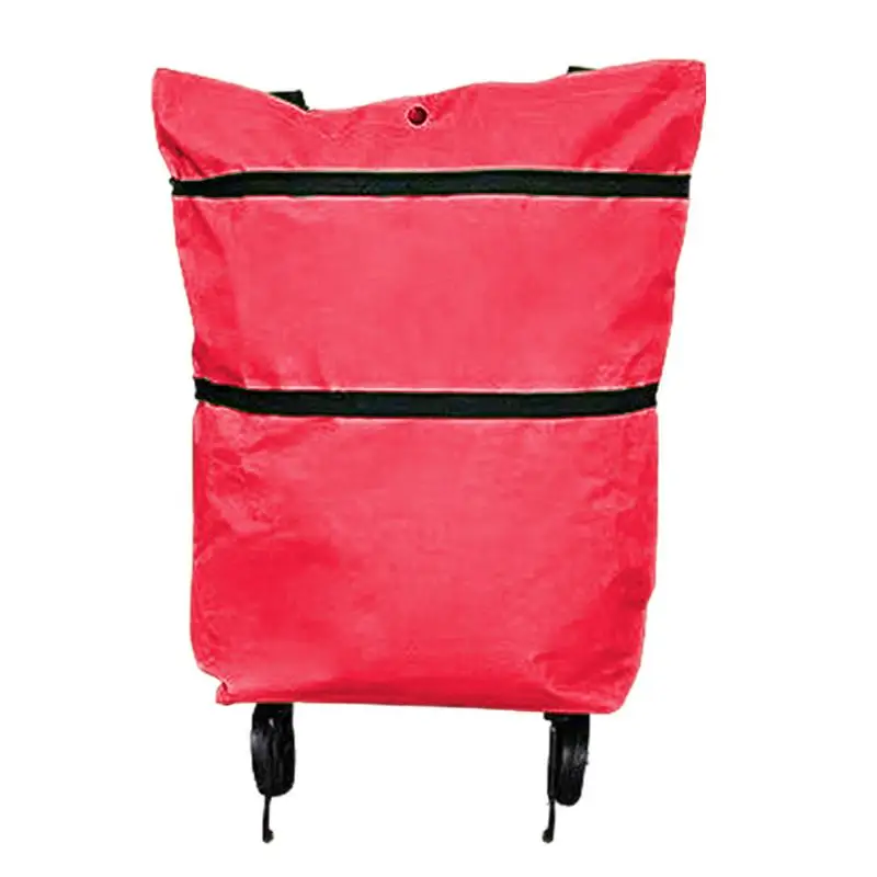 Foldable Shopping Bag With Wheels Lightweight Rolling Shopping Bag 2 In 1 Large Capacity Portable Reusable With