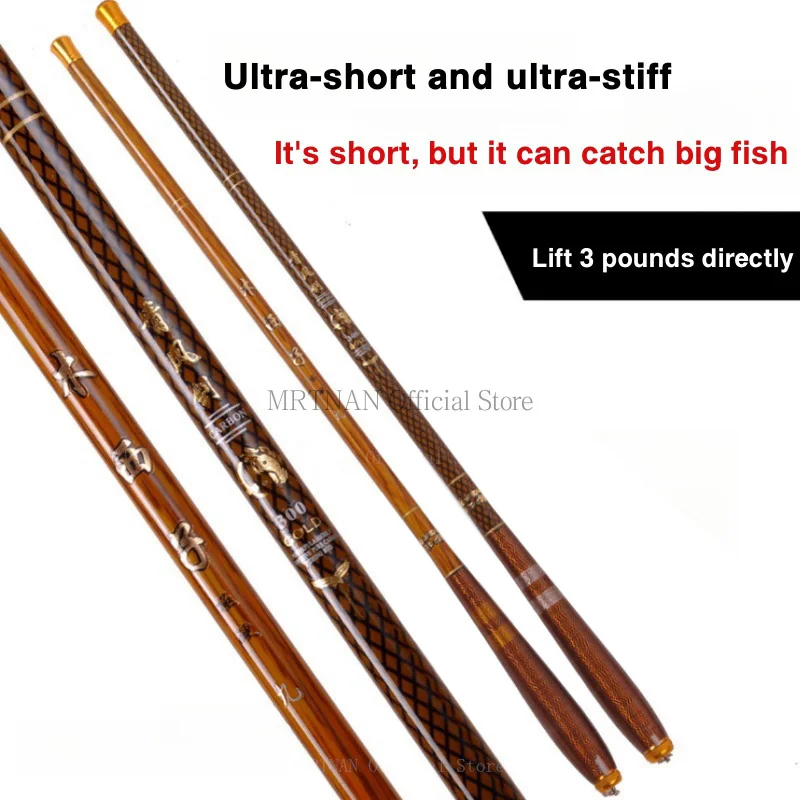 Fishing Rod 1.8m-6.3m Portable Telescopic Hard-adjusted Carbon Short Sections Hand-Sea Dual-Use