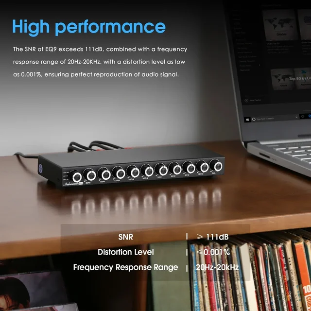 Nobsound HiFi EQ9 Preamplificatore EQ stereo a 9 bande Preamplificatore analogico Equalizzatore Processore audio per casa/auto 4