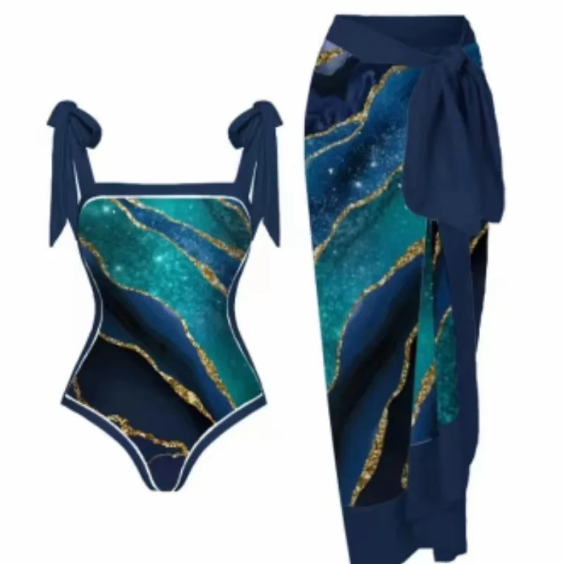 One Piece Swimsuit, Bikini Set, Belly Covering Beach Skirt, Chiffon Wrapped Hip Skirt, Hot Spring Swimsuit