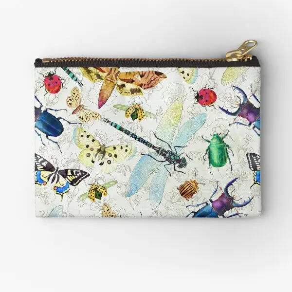 

Watercolor Insects Zipper Pouches Pure Money Underwear Coin Pocket Women Panties Wallet Storage Socks Bag Cosmetic Small