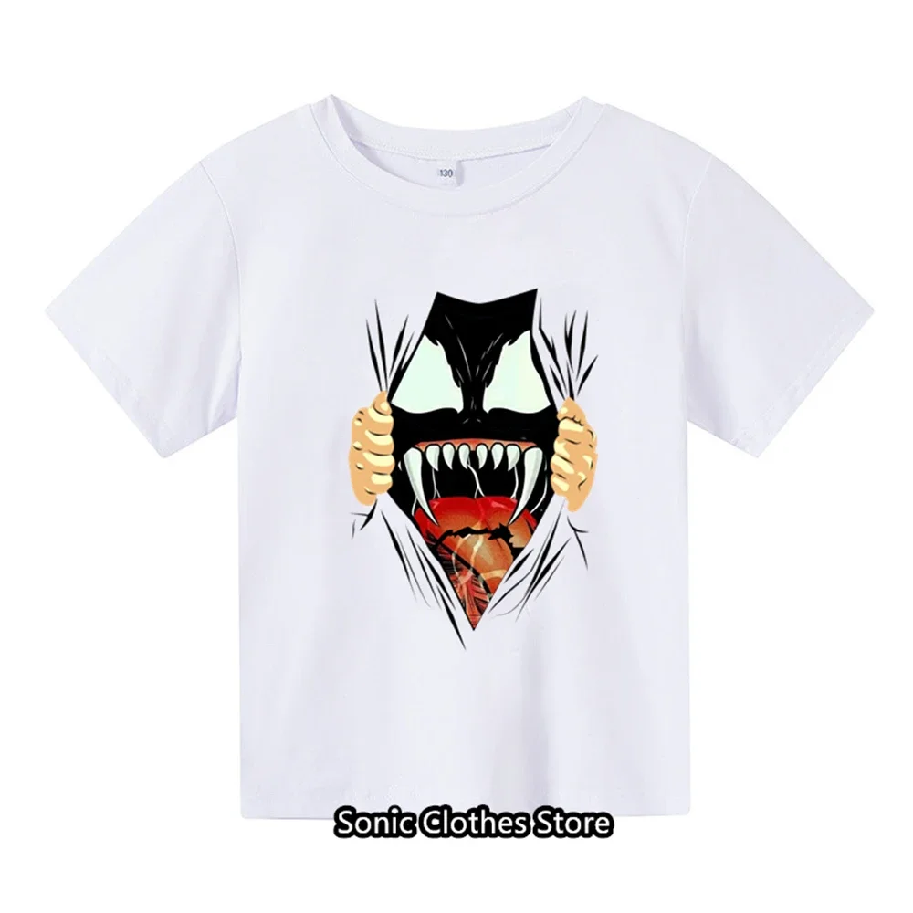 

Summer Children Spiderman Tshirt Fashion Boys Venom- T-shirt Girls Tops Tees Cartoon Kids Clothes Y2k Sonic Clothing