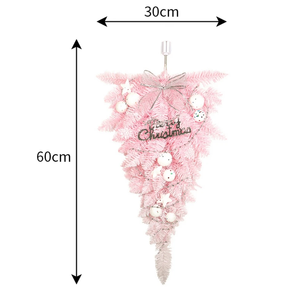 Christmas Artificial Christmas Tree Pink Upside  Decoration  Xmas Front Door  Wall Hanging Swag Wreath Christmas door decoration